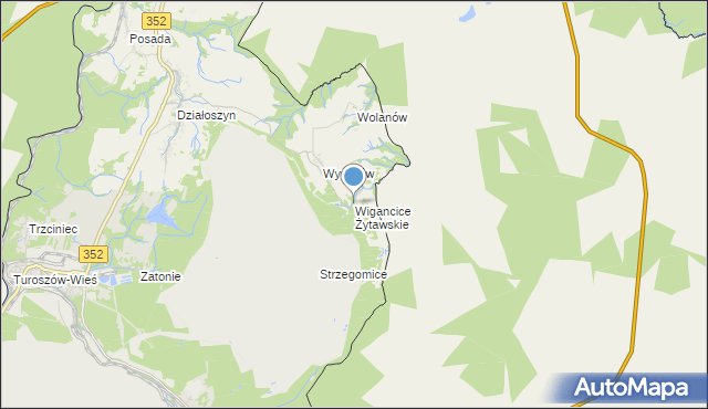 mapa Wigancice Żytawskie, Wigancice Żytawskie na mapie Targeo